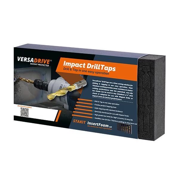 HMT Spiral Flute Combi Drill Tap Set, 1/4, 5/16, 3/8, 1/2 in. UNC, Versadrive, Mfr#: 301126-SET1